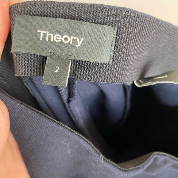 Theory Slit Legging in Eco Stretch Cotton Crop Dark Navy Blue - Picture 9 of 9